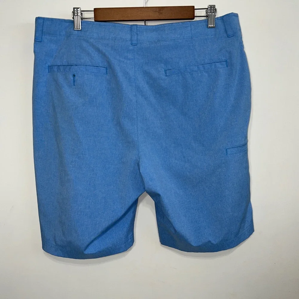 PGA Tour Golf Shorts‎ Mens 38 Blue Heathered Performance Flat Front